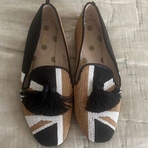 Boden 40 Union Jack Beaded Slip-ons